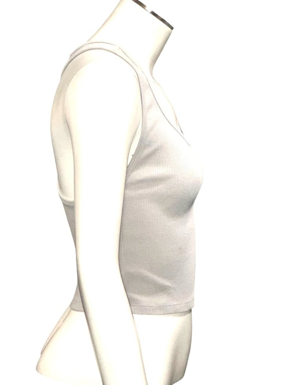 Forever 21 Medium Taupe Gray Ribbed Racerback Crop Tank Top Athleisure Core Chic - Picture 5 of 12